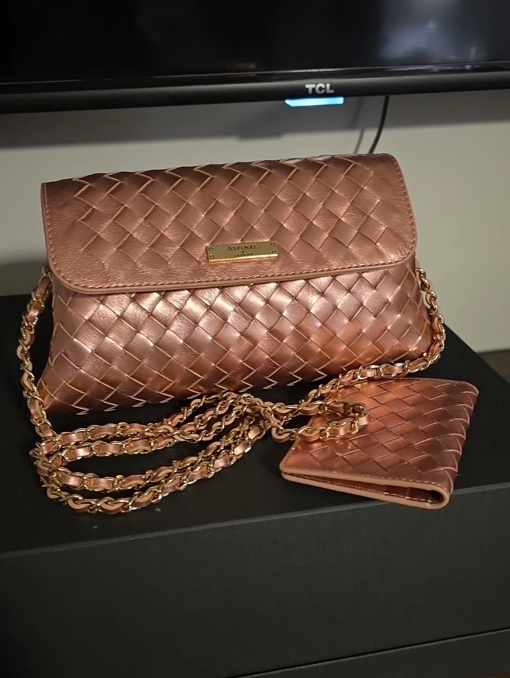 Sunrise Sunset Blush Pink Woven Clutch With Double Fold Credit Card Holder